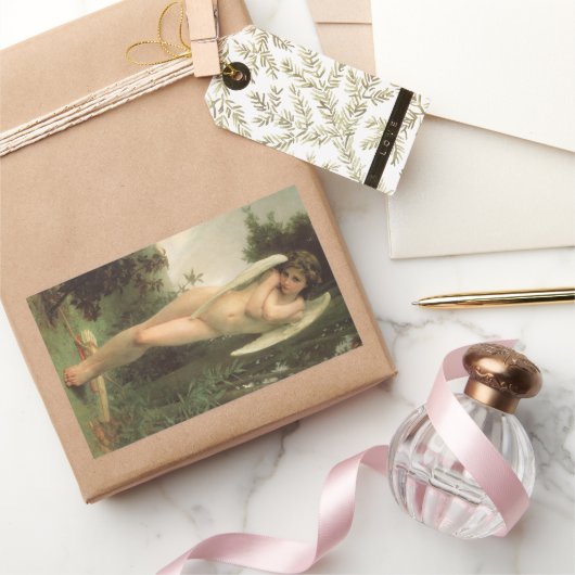 Cupid (Cupidon) Angel Portrait van Bouguereau Rechthoekige Sticker (Geschenken)