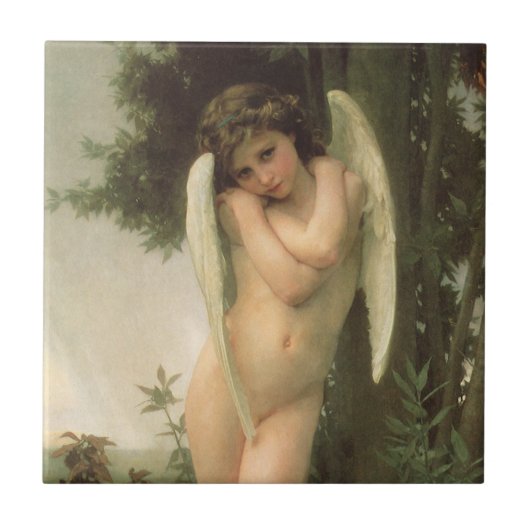 Cupid (Cupidon) Angel Portrait van Bouguereau Tegeltje (Voorkant)