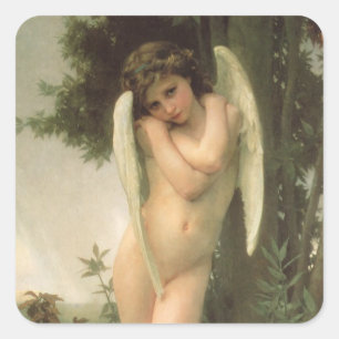 Cupid (Cupidon) Angel Portrait van Bouguereau Vierkante Sticker