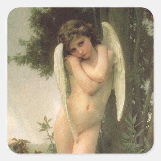 Cupid (Cupidon) Angel Portrait van Bouguereau Vierkante Sticker (Voorkant)
