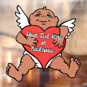 Cupid Decal Personalized Love Hugs Window Cling (Vel 2)