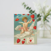 Cupid die harten op een duif levert briefkaart (Staand voorkant)