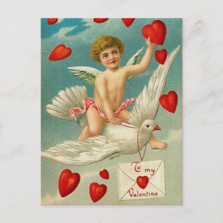 Cupid die harten op een duif levert briefkaart