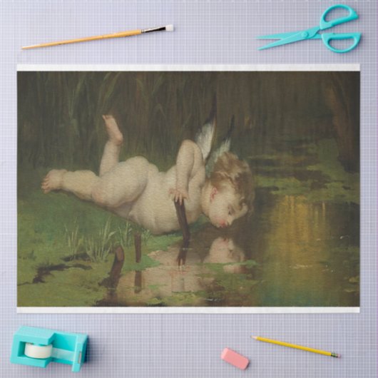 Cupid die naar rivierwaterolie kijkt tissuepapier (Craft)