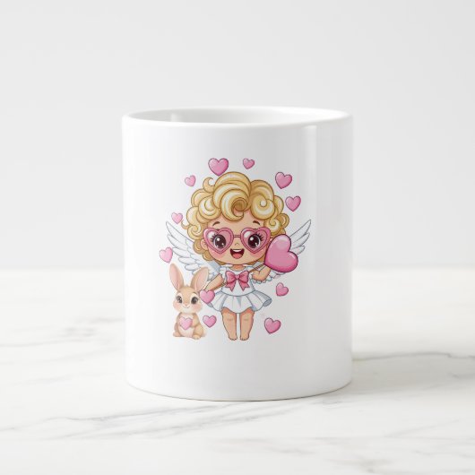 Cupid en Bunny Dans Grote Koffiekop (Voorkant)