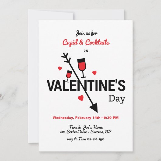 Cupid en Cocktails Valentijnsdag Kaart (Voorkant)