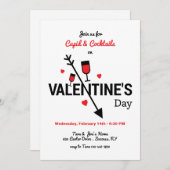 Cupid en Cocktails Valentijnsdag Kaart (Voorkant / Achterkant)