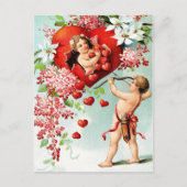 Cupid en een douche van het hart briefkaart (Voorkant)
