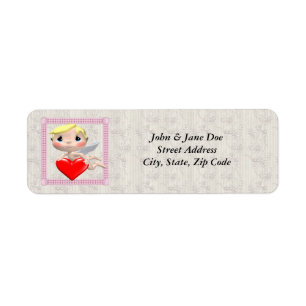 Cupid en hart etiket