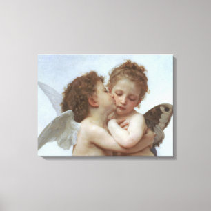 Cupid en Psyche als kind Canvas Afdruk