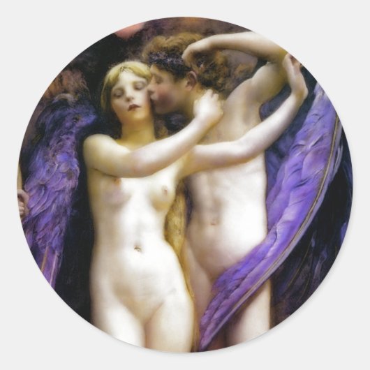 Cupid en Psyche Ronde Sticker (Voorkant)