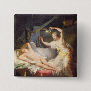 Cupid en Psyche Vierkante Button 5,1 Cm