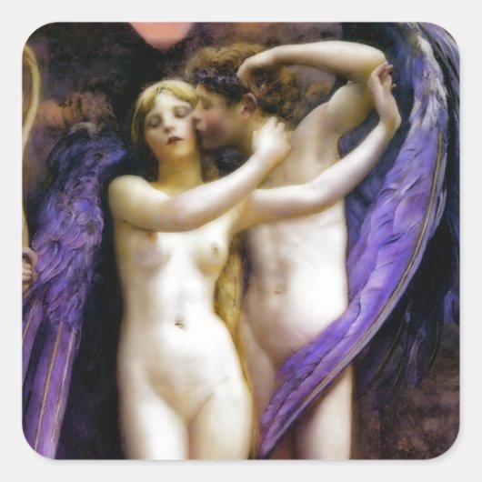 Cupid en Psyche Vierkante Sticker (Voorkant)