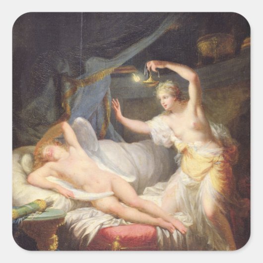 Cupid en Psyche Vierkante Sticker (Voorkant)