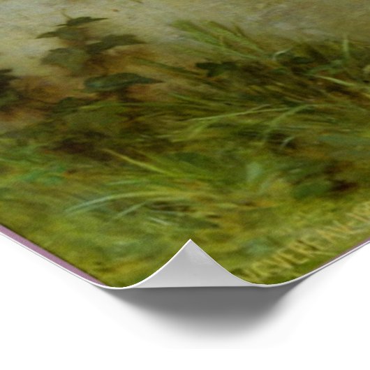 Cupid en vlinder van Bouguereau Poster (Hoek)