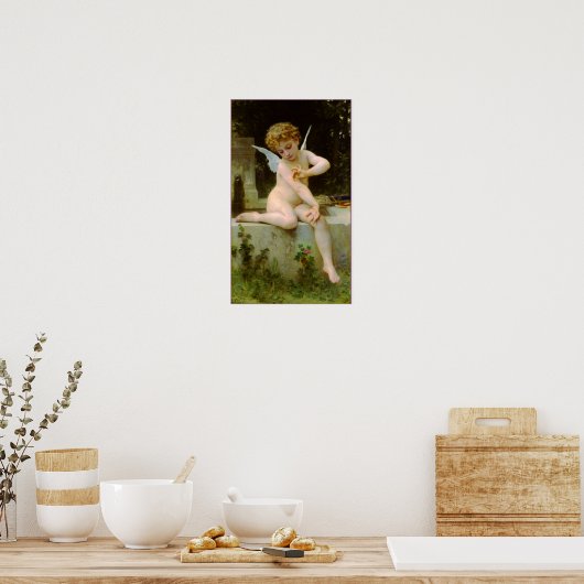 Cupid en vlinder van Bouguereau Poster (Keuken)