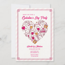 Cupid-Engelen Galentines Uitnodiging Hart Ontwerp
