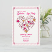 Cupid-Engelen Galentines Uitnodiging Hart Ontwerp (Staand voorkant)
