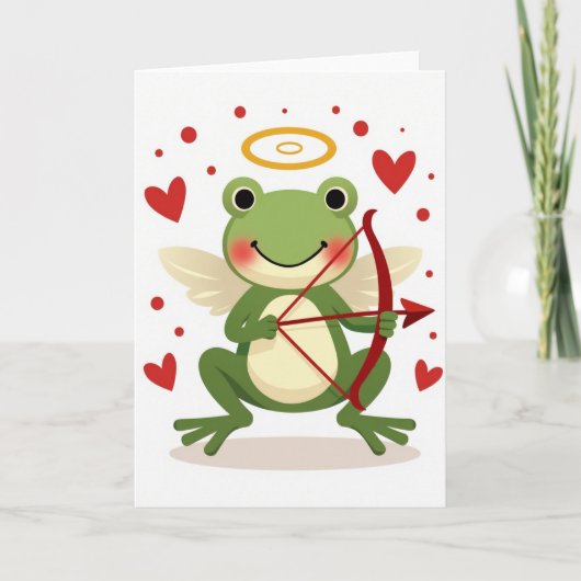 Cupid Frog Valentine Love Card Kaart (Voorkant)