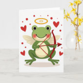 Cupid Frog Valentine Love Card Kaart (Gele Bloem)