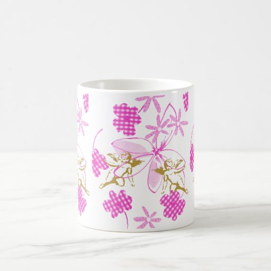 Cupid Gingham floral Koffiemok (Center)
