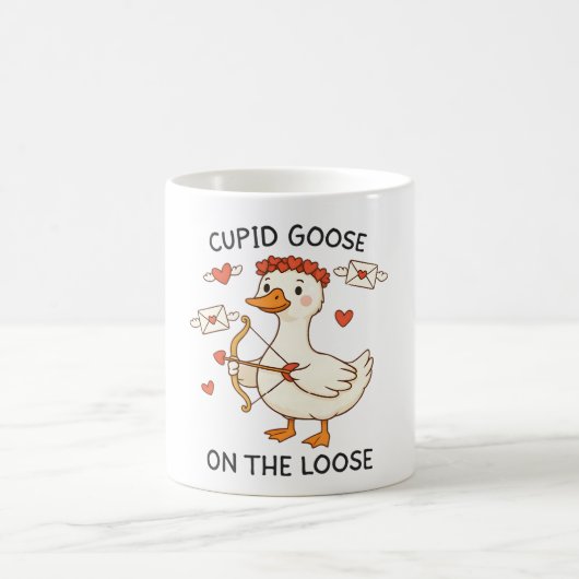 Cupid Goose On The Loose – Cute Valentine Goose Koffiemok (Center)
