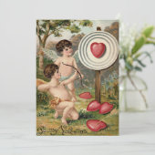 Cupid Hart Boog Pijl Doel Trouwkaart Uitnodiging (Staand voorkant)