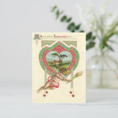 Cupid Hart Fackel Cottage Roos Briefkaart (Staand voorkant)