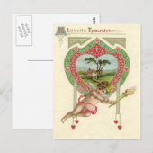 Cupid Hart Fackel Cottage Roos Briefkaart (Voorkant / Achterkant)