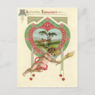 Cupid Hart Fackel Cottage Roos Briefkaart