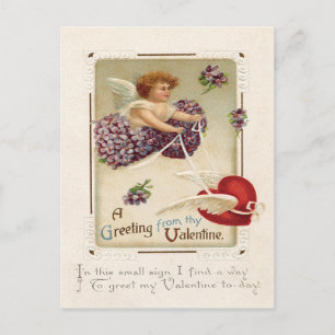 Cupid Hart Paars Vergeet-mij-nietje Briefkaart