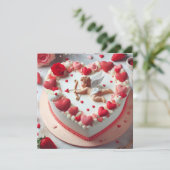 Cupid Hartvormige Cake Valentijn Feestdagenkaart (Staand voorkant)