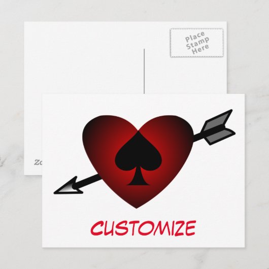 Cupid Heart Black Spade Thunder_Cove Briefkaart (Voorkant / Achterkant)