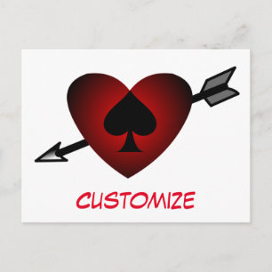 Cupid Heart Black Spade Thunder_Cove Briefkaart