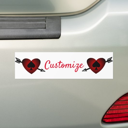 Cupid Heart Black Spade Thunder_Cove Bumpersticker (Op auto)