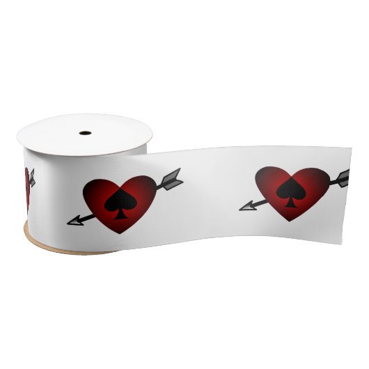 Cupid Heart Black Spade Thunder_Cove Satijnen Lint (Spoel)