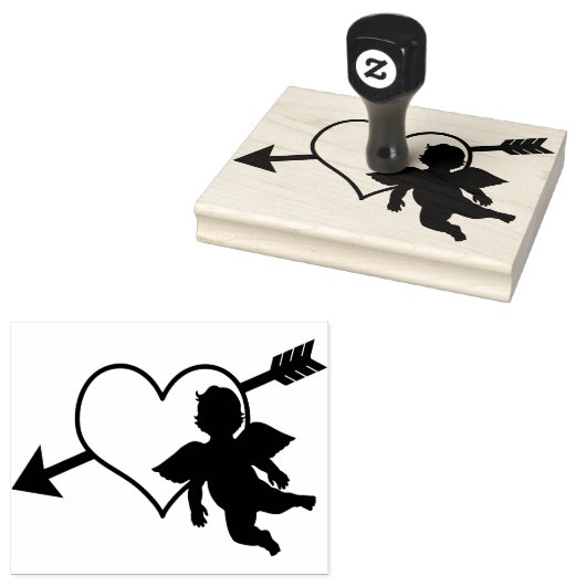 Cupid Heart en Arrow Silhouette | VALENTIJN Rubberstempel (Gestempeld)
