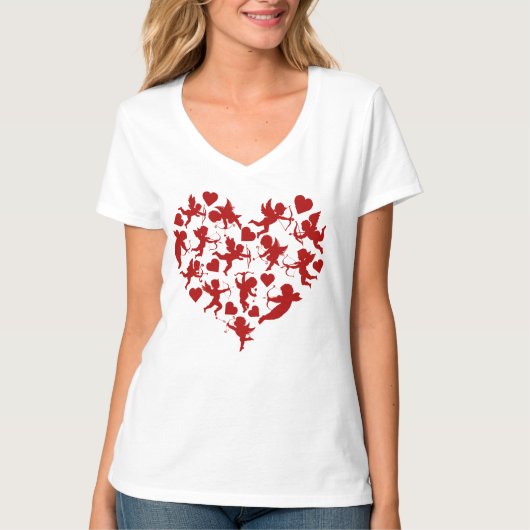 Cupid Hearts Valentijnsdag Romantisch T-shirt (Voorkant)