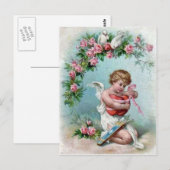 Cupid holding Heart Briefkaart (Voorkant / Achterkant)