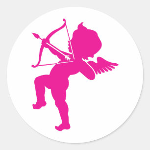 Cupid - Hot Pink Cupid's Bow and Arrow of Love Ronde Sticker