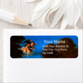 Cupid in Blue Sky Pours a Cascade of White Flowers Etiket (Insitu)