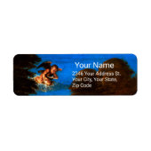 Cupid in Blue Sky Pours a Cascade of White Flowers Etiket (Voorkant)