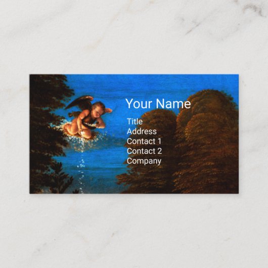 Cupid in Blue Sky Pours a Cascade of White Flowers Visitekaartje (Voorkant)