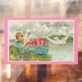 Cupid in Boat Window Cling Raamsticker (Vel 2)