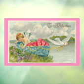 Cupid in Boat Window Cling Raamsticker (Vel 3)