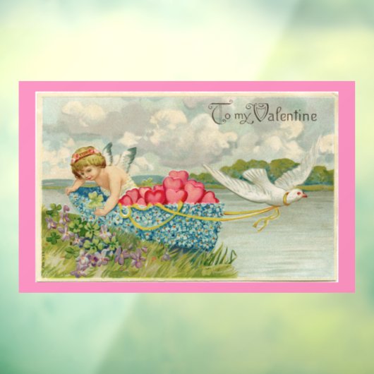 Cupid in Boat Window Cling Raamsticker (Vel 3)