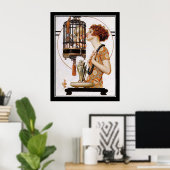 Cupid in een Cage Art Deco Print (Thuiskantoor)