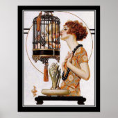 Cupid in een Cage Art Deco Print (Voorkant)