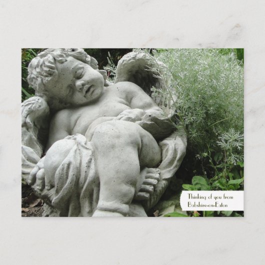 Cupid in een Engelstalig Briefkaart van de tuin (Voorkant)