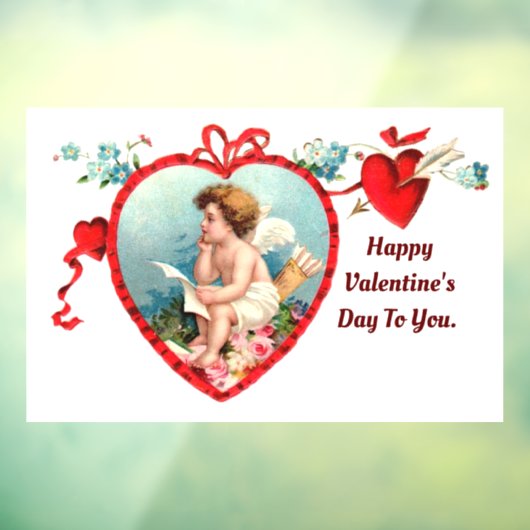 Cupid in hartelampje raamsticker (Vel 3)